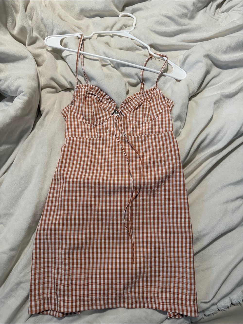 Urban Outfitters Rust and White Gingham Mini Dress